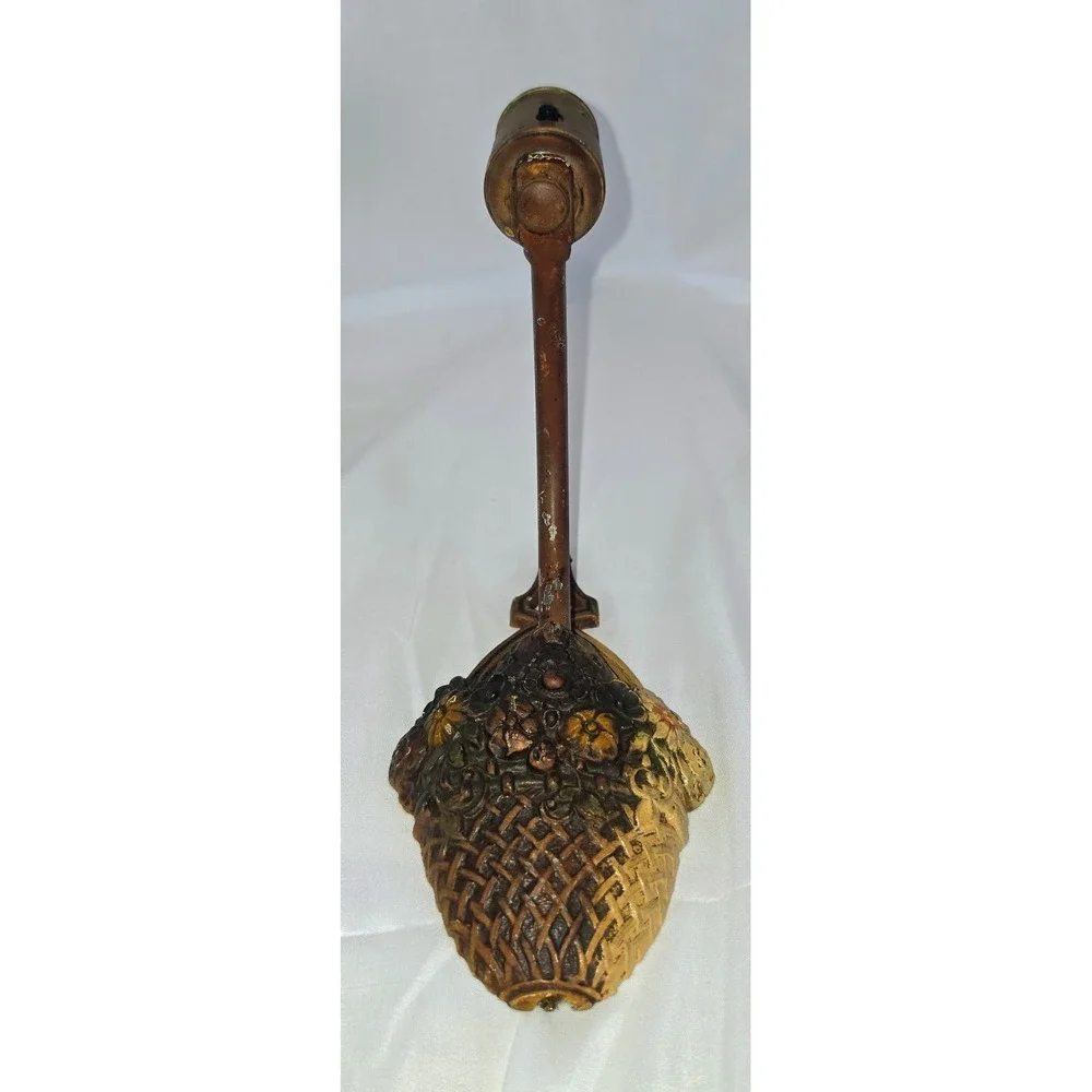 Vintage Cast Metal Flower Basket Wall Sconce Lamp Floral Cottage Victorian Chic
